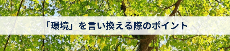 「環境」を言い換える際のポイント